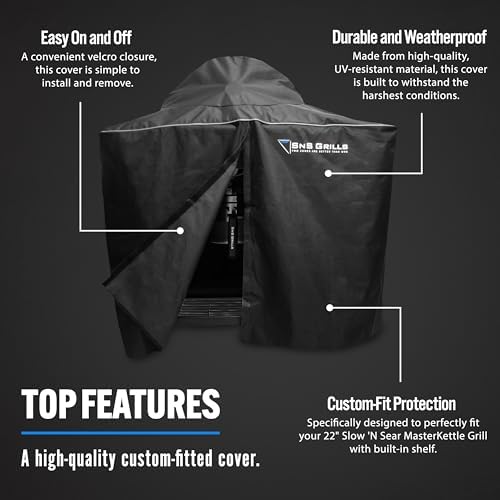 SnS Grills MasterKettle Grill Cover - Waterproof and UV-Resistant Protection for 22" Slow ‘N Sear MasterKettle Grill