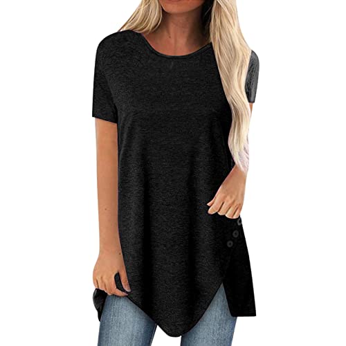Aniywn Women's Plus Size Sweatshirt Tops Ladies Baggy Short/Long Sleeve Thin Solid/Printing Pullover Blouse T Shirts