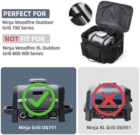 Carry Bag for Ninja Woodfire Outdoor Grill, Accessories for Ninja Wood Fire Smoker Grill OG700 Series, Padded Carrying Case with Muti-Pockets and Shoulder Straps, Water-Resistant (Bag Only)
