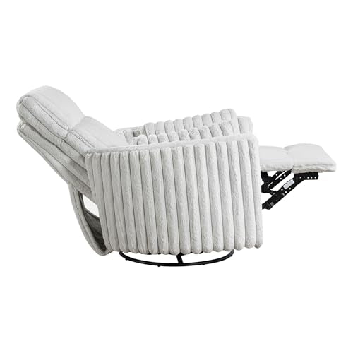 Lexicon Modern Swivel Glider Recliner Chair, Nursery Glider, Corduroy Fabric Upholstery Recliner with High Back, Manual Recliner Sofa Chair for Living Room/Office/Apartment, Gray