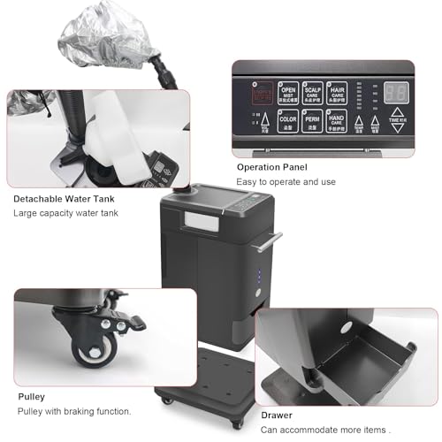 Elitzia Hair Steamer Micro Mist Scalp Detoxify for Hair Wash Reclining Chair Bed Attachment Professional Hair Care for Salon SPA Barber Shop with Storage Draw ET1939