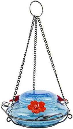 Nature's Way Bird Products GHF9 Hand Blown Garden Top Fill Hummingbird Feeder, 16 oz Capacity, Blue (066580)