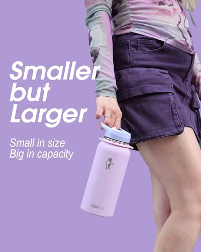 Coolflask Insulated Water Bottle with Strap, 32 oz Metal Water Flask with Straw & Spout Lids, Stainless Steel Double Wall Vacuum, Keep Cold 48h Hot 24h, Leak Proof & Non-BPA, Prussian Blue