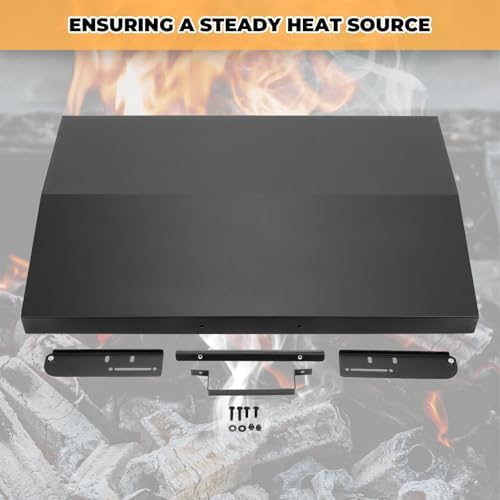 Kojem 36 inch Hinged Lid Cover Compatible with Blackstone Griddle Grill Lid Hard Cover with Rear Grease Collection Powder Coated Black