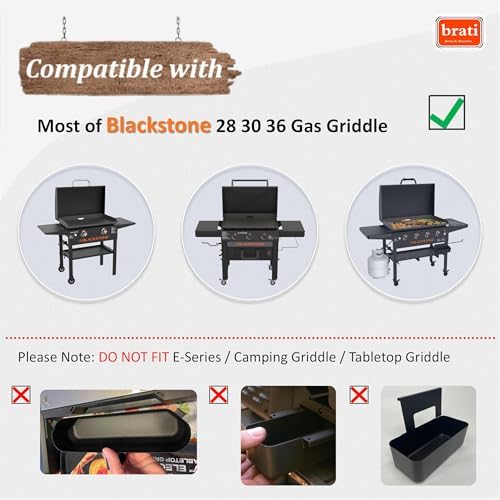 brati Upgrade Rear Grease Cup Replacement for Blackstone 17in 22in 28in 36in Griddle, Grease Tray with 20-Pack Grease Cup Disposable Liners