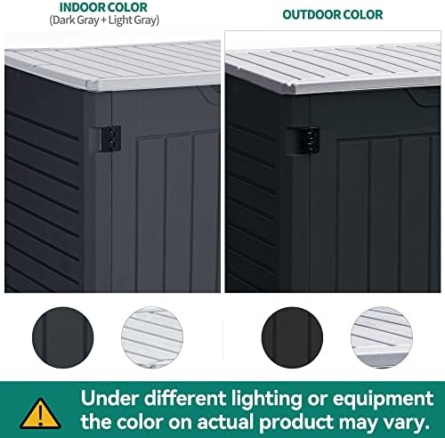 YITAHOME Outdoor Horizontal Storage Sheds w/o Shelf, Weather Resistant Resin Tool Shed, Multi-Opening Door for Storage of Bike, Trash Cans, Garden Tools, 35 cu ft, Waterproof, Lockable, Dark Gray