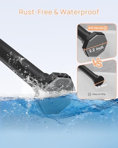 ALLZONE Tension Shower Curtain Rods No Drilling, 29 to 85 Inch, Spring Tension Curtain Rods for Windows, Adjustable Shower Rod for Bathroom, Heavy Duty Tension Rods Fits Various Wall Types, Black