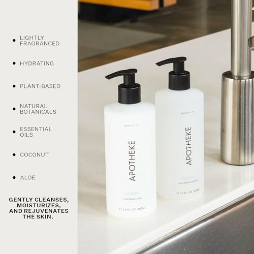 APOTHEKE Liquid Hand Soap, Canvas (10 Fl Oz) - Hydrating Hand Wash with Natural Coconut & Aloe Vera