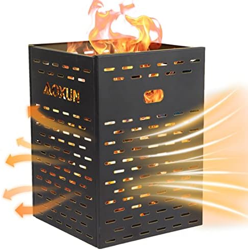 Aoxun 63 Gallon Ultra Thick Burn Barrel for Yard Waste - Heavy Duty Outdoor Incinerator Drum with Burn Cage for Paper, Leaves, Trash & Wood (30 Inch)