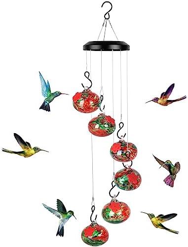 Charming Wind Chimes Hummingbird feeders for Outdoors Hanging ant and bee Proof,Never Leak,Perfect Garden Decor for Outside