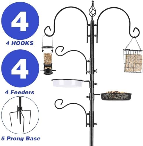 ERYTLLY Bird Feeding Station Kit Bird Feeder Pole Wild Bird Feeder Hanging Kit Planter Hanger Multi Feeder Hanging with Metal Suet Feeder Bird Bath for Attracting Wild Birds