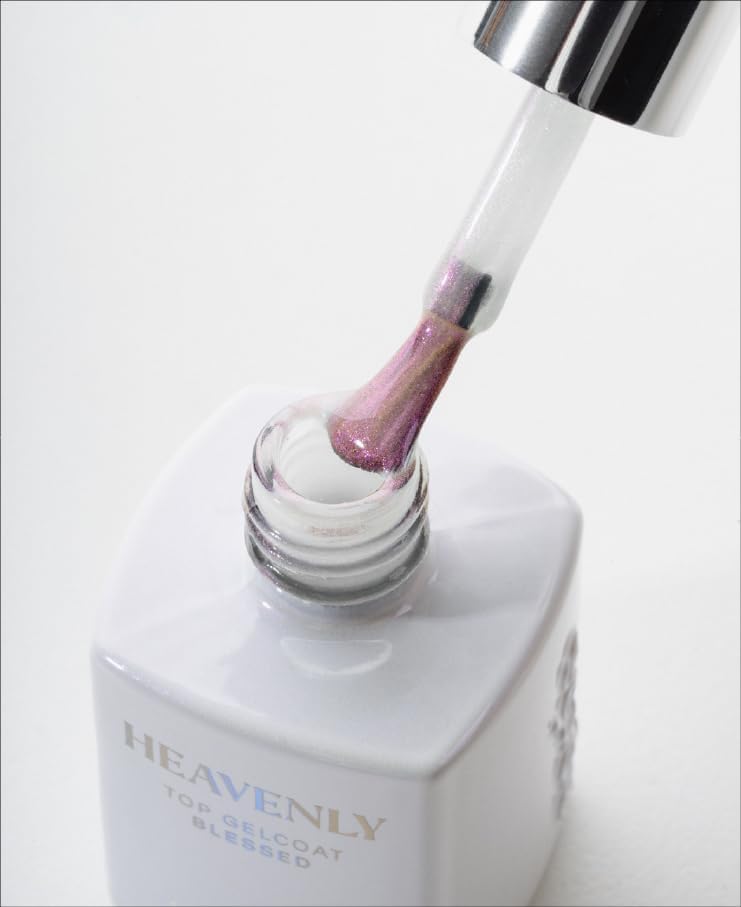 Apres Heavenly Top Gelcoat, 15 ml Non-Wipe Nail Gel Polish Top Coat, Shimmery Long Lasting Topcoat (Angelic, 15 ml)