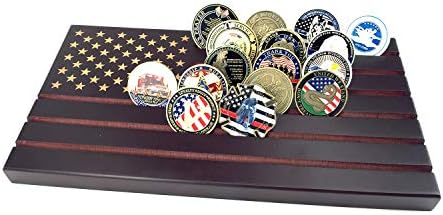 American Flag 6 Rows Challenge Coin Display Holder Military Coin Stand (Large)