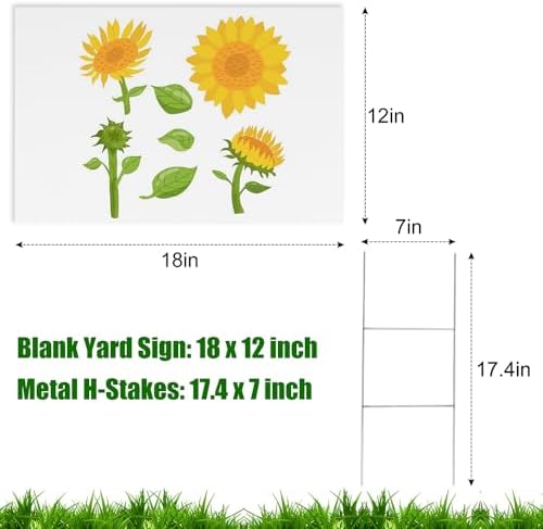 10 Pack 18 x 12 Inches White Corrugated Plastic Yard Sign with Metal Stakes for Birthday, Real Estate Garage Sale Signs, Rent, Guidepost Decorations