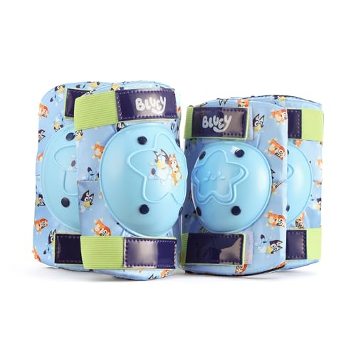 Bluey Elbow and Knee Pads for Kids, Protective and Comfortable Outdoor Gear Set for Ages 3+ with Adjustable Velcro Straps, Shock Absorption, Bike Knee Pads for Boys and Girls