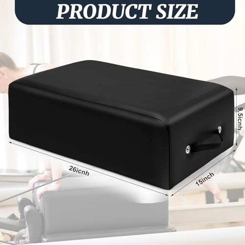 Beeveer Pilates Sitting Box 26 x 15 x 9.5 Inch Pilates Equipment Pilates Accessories Pilates Box for Reformer Body Stamina Stretching Balance Exercise Workout (Black)