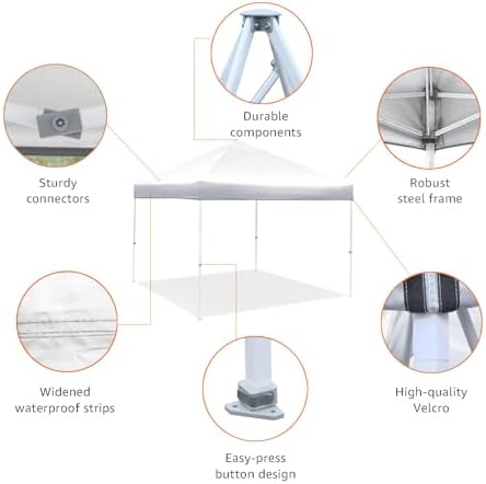 Amazon Basics Outdoor Pop Up 10 x 10 Canopy Tent for Events, Portable with Easy Setup, Includes Wheeled Carry Bag, 8 Pegs, 4 Ropes, 4 Weighted Bags, White