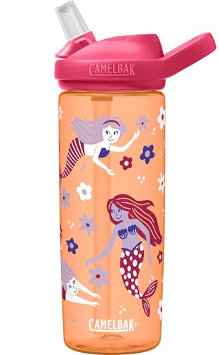 CamelBak Eddy+ 20oz Kids Water Bottle with Tritan Renew – Straw Top, Leak-Proof When Closed, Retro Floral Mermaid