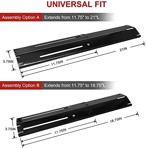 Universal Adjustable Grill Heat Plates/Heat Tents/Burner Covers/Heat Deflectors/BBQ Grill Heat Shields/Grill Cover Plates/Grill Diffuser for Gas Grill, Porcelain Steel Grill Replacement Parts (4-Pack)