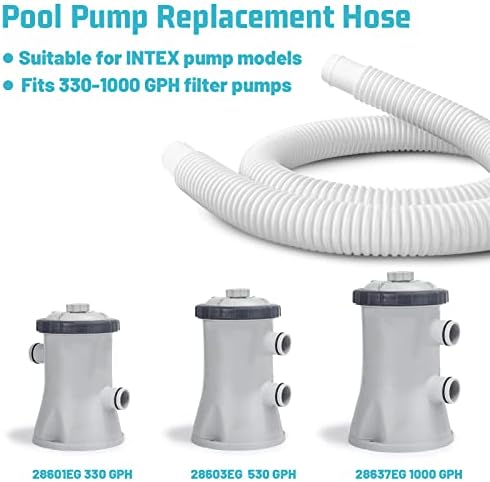 1.25" Pool Hose Replacement for Intex Filter Pump - 59" Long Pool Hose for Above Ground Pools, 1 1/4 Inch Pool Connector Hoses Compatible with Intex Pump 607 637(2 Pack)