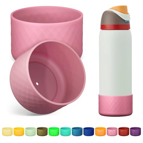 Alwenid 2PCS Silicone Water Bottle Boot for Owala 40 Oz, Anti-Slip Protective Sleeve Bottom Bumper Protector for FreeSip, Twist, and Flip Stainless Steel Water Bottles (Rose)