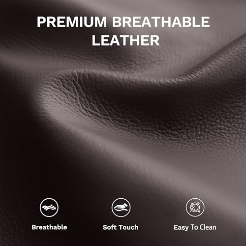 COLAMY Pushback Electric Recliner Chair, Premium Leather Upholstery with Adjustable Angles, Extra Lumbar Pillow, Built-in Charging Port, Business-Casual Style for Living Room（Brown