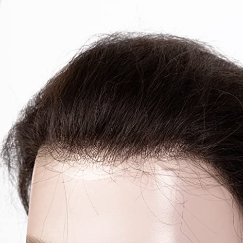 Amiable toupee for men 0.02-0.04mm Ultra Thin Skin All V-looped Mens Hairpieces European Virgin Human Hair System for Men Soft Skin V-looped mens toupee mens hair piece Color#1B Off black