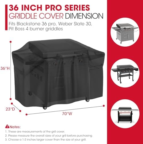 Unicook 70 Inch Griddle Grill Cover for Blackstone 36 Inch ProSeries, Heavy Duty Waterproof Large Flat Top Grill Cover with Sealed Seam, Compare to Blackstone 5005, 5482, Black