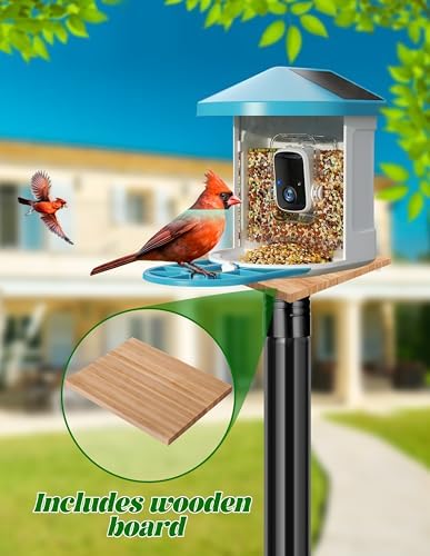 XDW-GIFTS Bird House Pole, 1 Pack 109 Inch Metal Bird Feeder Pole for Outdoor, with 5-Prong Heavy Duty Base for Birdhouse Mounting, Weather Station