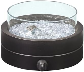 Amazon Basics 14 in 9,000 BTU Round Tabletop Propane Gas Fire Pit, Brown