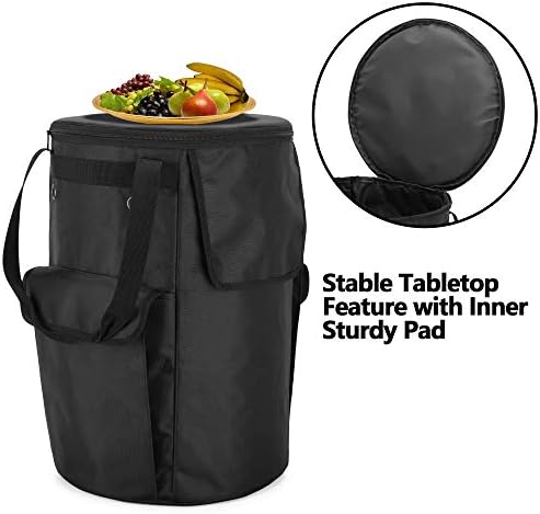 SAMDEW Propane Tank Cover, 20 lb Propane Gas Tank Bag with Side Flip Flap and Stable Tabletop Feature, 2 Storage Pockets, Ventilated with 4 Holes, Water & Wear Resistant, Black, Bag Only