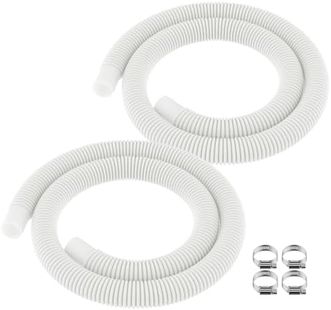 ANTOBLE Pool Hose for Intex 1.25" Diameter Above Ground Pool Pump Hoses Replacement Accessory 59" Long 1-1/4 Swimming Pool Filter Pump Hoses 607 637 With 4 Metal Clamps, 2 Pack