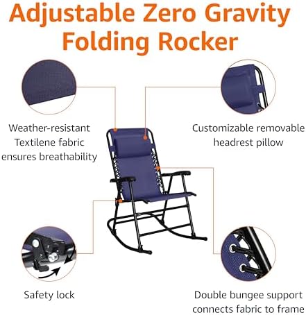 Amazon Basics Foldable Rocking Chair - Blue