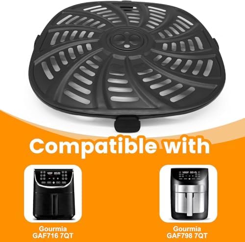 Air Fryer Replacement Tray for Gourmia GAF798 GAF716 7QT, Food Grade Nonstick 8.97''*8.97'' Air Fryer Replacement Parts Rack Tray Grill Pan Grill Plate Crisper Plate, Dishwasher Safe