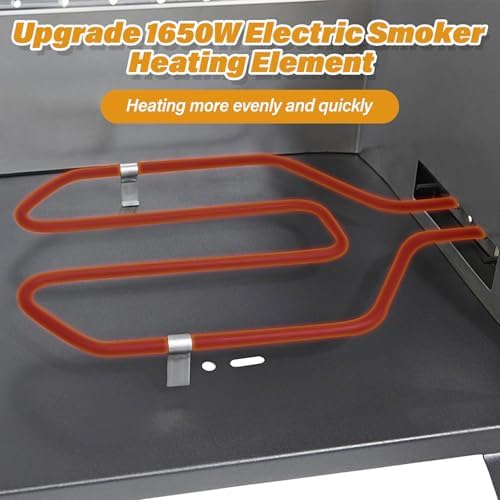 Upgrade 1650W Electric Smoker Heating Element with Adjustable Thermostat Controller, Universal Replacement Parts for Smoke Hollow, Charbroil, Dyna-Glo, Masterbuilt, Cuisinart etc Electric Smoker Grill