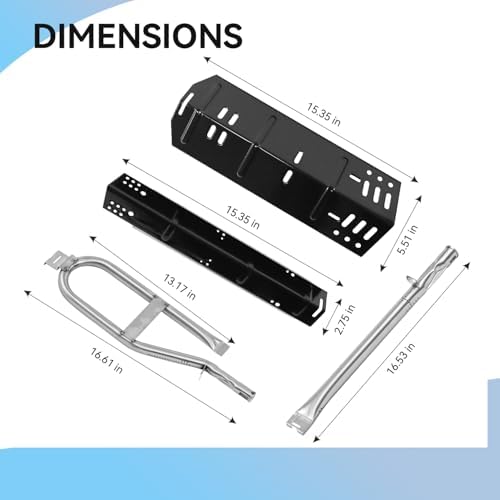 Grill Replacement Parts for Dyna-Glo 5 Burner DGH485CRP, DGH474CRP, DGH483CRP, 4 Burner DGH450CRP, Grill Repair Kit for Revoace GBC1793W Grill, 70-02-411 Grill Heat Plates Tent, Burner Tubes