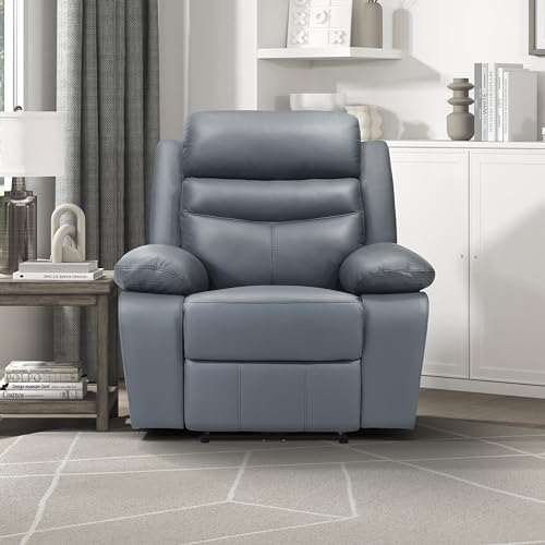 Lexicon Recliner Chair Living Room Leather Reclining Sofa Chair, Home Theater Seating, Wall Hugger Recliner, Power Recliner Sofa Chair for Living Room/Office/Apartment, Blue