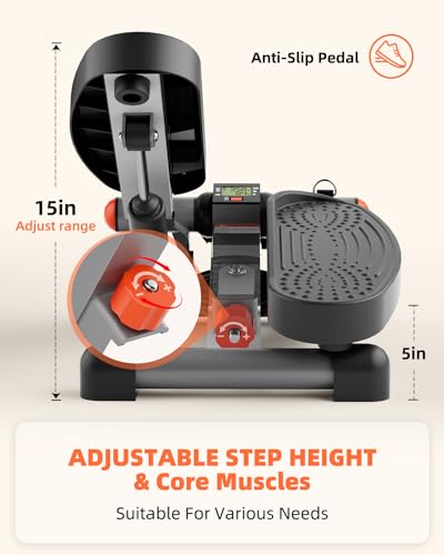 SIRHOME Mini Steppers for Exercise, Stair Stepper with Resistance Bands, Stepper with 330LBS Loading Capacity, Stepper Exercise Equipment with Resistance Bands for Full Body Workout with LCD Monitor