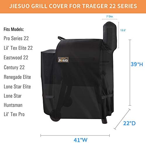 Grill Cover for Traeger Pro 22 Series, Heavy Duty Waterproof Covers for Traeger 22 Series Pellet Grills, Full Length Wood Pellet Grill Cover