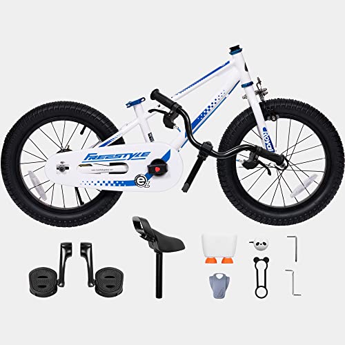 Royalbaby EZ Toddlers Kids Bike, 14 Inch Balance & Pedal Convertable Bicycle, Beginners Learning Bike for Boys Girls Ages 3-5 Years, 14" Wheel White