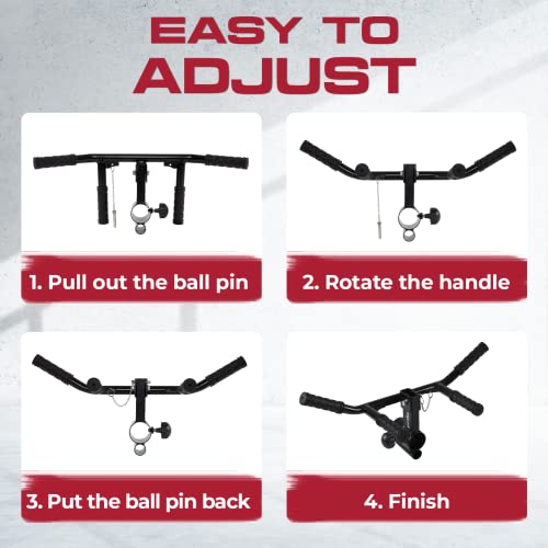 Yes4All T Bar 4 Handles Adjustable, Versatile Landmine Handle Attachment Fits Both 1 Inch & 2 Inch Barbell, Narrow & Wide Handle with Anti-Slip Rubber Grip, Easy to Install & Adjust
