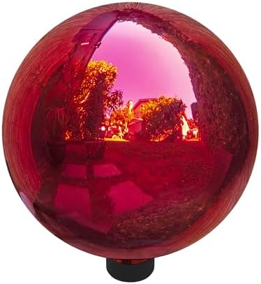 Alpine Corporation 10" Diameter Indoor Outdoor Glass Gazing Globe Yard Decor, Red