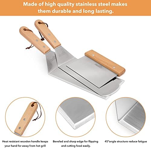 Stanbroil BBQ Griddle Accessories Set of 6 - Heavy Duty Stainless Steel Scraper, Spatula, Basting Cover and Bottles for Blackstone, Camp Chef Grill and Outdoor Griddle Accessories