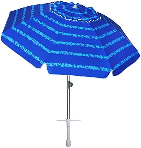 AMMSUN 7 Foot Heavy Duty HIGH Wind Beach Umbrella with sand anchor Vent Tilt Portable Sun Shelter, UV 50+ Sun Protection Outdoor Sunshade Umbrellas Carry Bag for Patio Garden Pool Backyard Multicolor