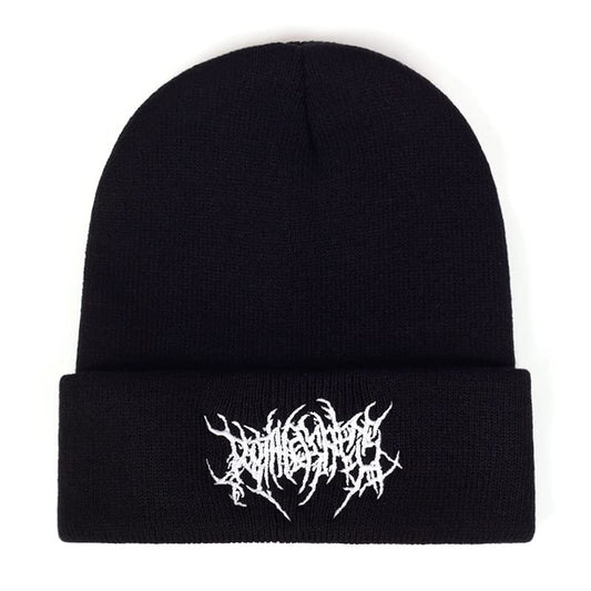 AONUOWE Gothic Beanie Hats for Women Men Grunge Emo Accessories Harajuku Y2k Punk Streetwear Winter Warm Hat Knitted Soft Cap (Black,One Size)