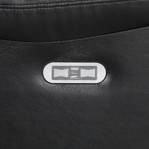 Lexicon Power Recliner Chair, Faux Leather Upholstered Home Theater Seating with LED Lighting, USB Charging Ports, Single Wall Hugger Reclining Chair for Living Room/Bedroom Easy Assembly, Black