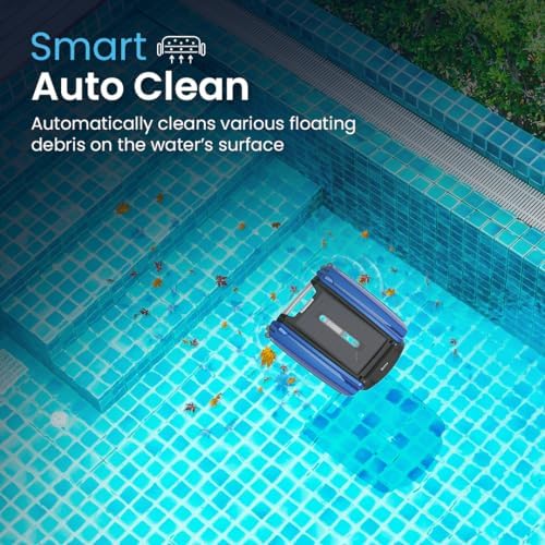 Betta SE Solar Powered Automatic Robotic Pool Surface Skimmer Cleaner with 24/7 Continuous Cleaning Battery Power and Re-Engineered Twin Salt Chlorine Tolerant Motors (Blue)