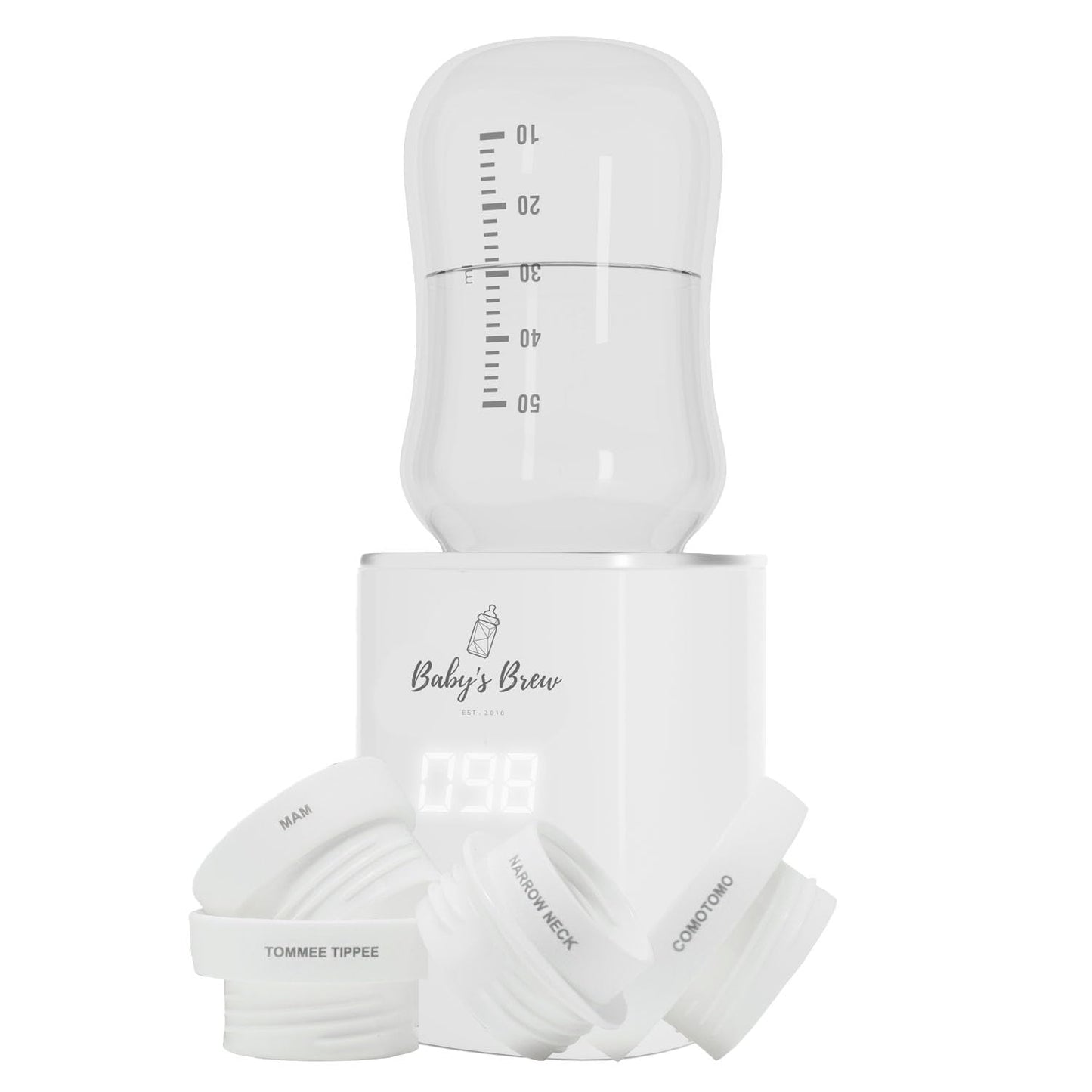 Baby’s Brew 3.0 Portable Bottle Warmer Adapter Set, Breastmilk, Formula & Water Warmer, Smart Sensor Technology, Leak-Proof, Travel-Friendly, BPA-Free, | Single Warmer with 4 Adapters