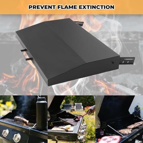 Kojem 36 inch Hinged Lid Cover Compatible with Blackstone Griddle Grill Lid Hard Cover with Rear Grease Collection Powder Coated Black