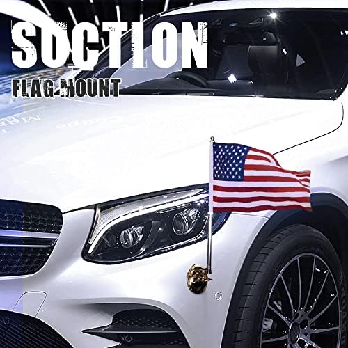 Anley US National Car Flag & Flagpole with Air Suction Mount - Outdoor Suction Cup Style Flag Pole for Car, Truck, Boat and Vehicle with American Flag (Set of 2)